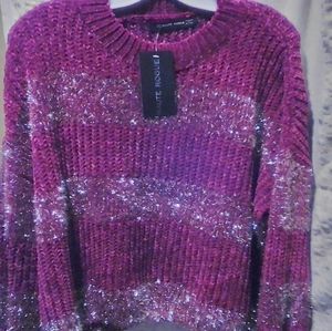 Burgundy Sweater with Silver Threads NWT